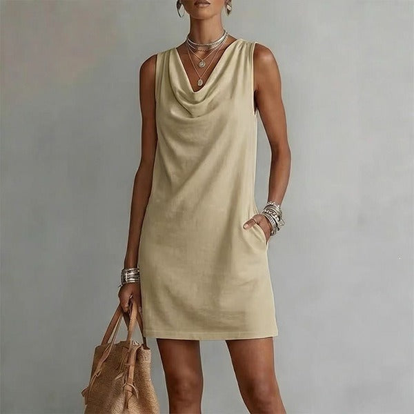 Laura | Vestido elegante de escote tipo capucho ajustado