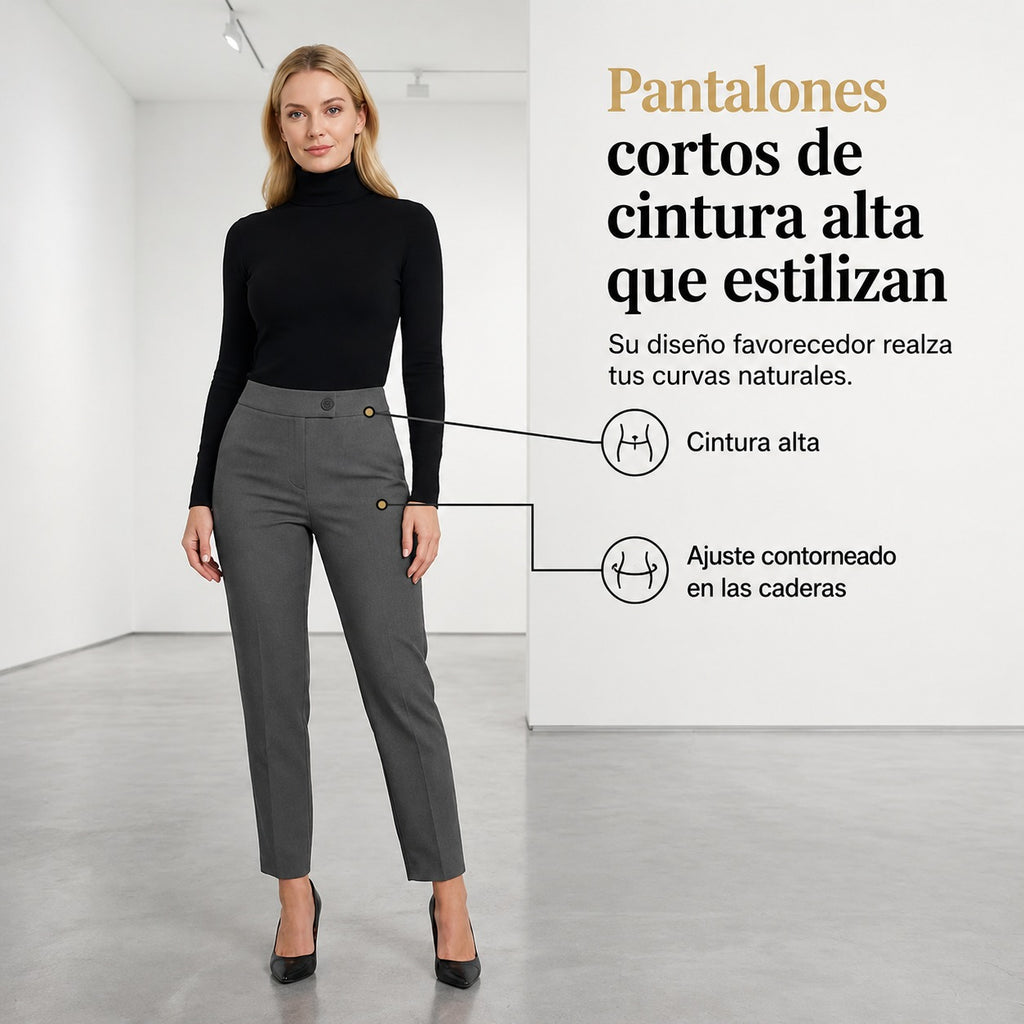 Juana | Pantalón de mujer tobillero de talle alto y corte cigarette