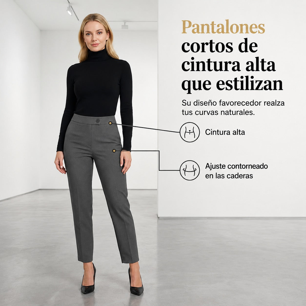Juana | Pantalón de mujer tobillero de talle alto y corte cigarette