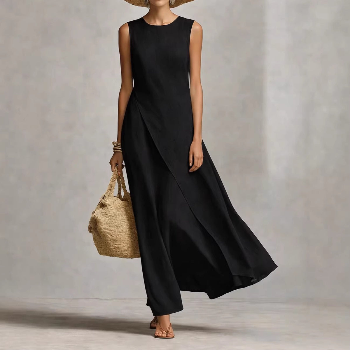 Astrid | Robe portefeuille longue sans manches