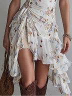 Elisa | Minivestido retro floral con escote en V y tirantes finos