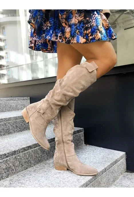 Violette | Bottes hautes d’hiver à talon bas et zip