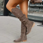 Violette | Bottes hautes d’hiver à talon bas et zip