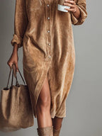 Colette | Robe douce en velours côtelé