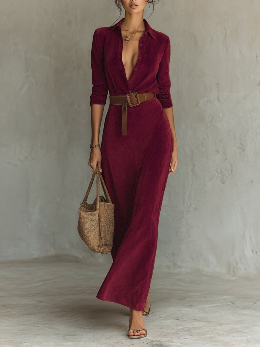 Madeleine | Robe en daim avec ceinture