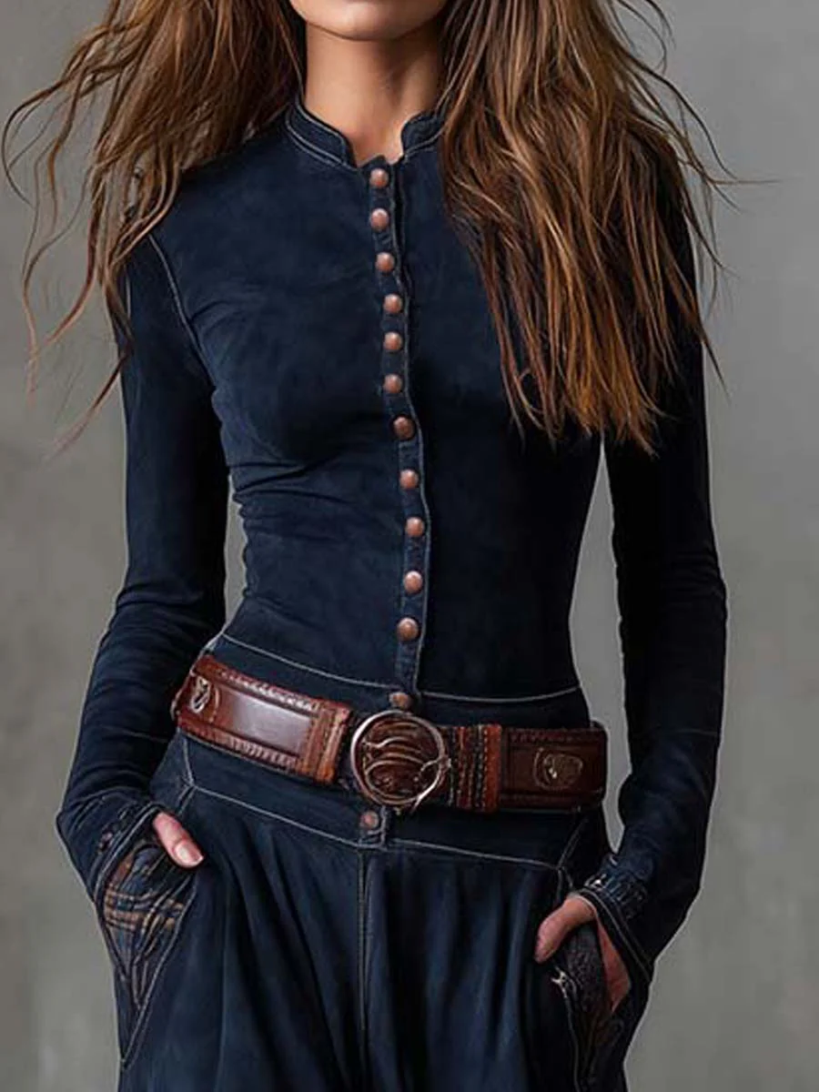 Élisa | Robe longue effet daim avec ceinture