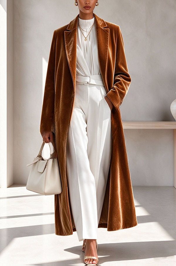 Perrine | Long manteau élégant en velours