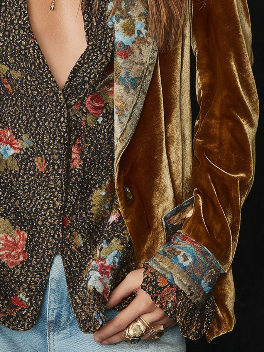 Juliette | Blazer patchwork à imprimé floral vintage