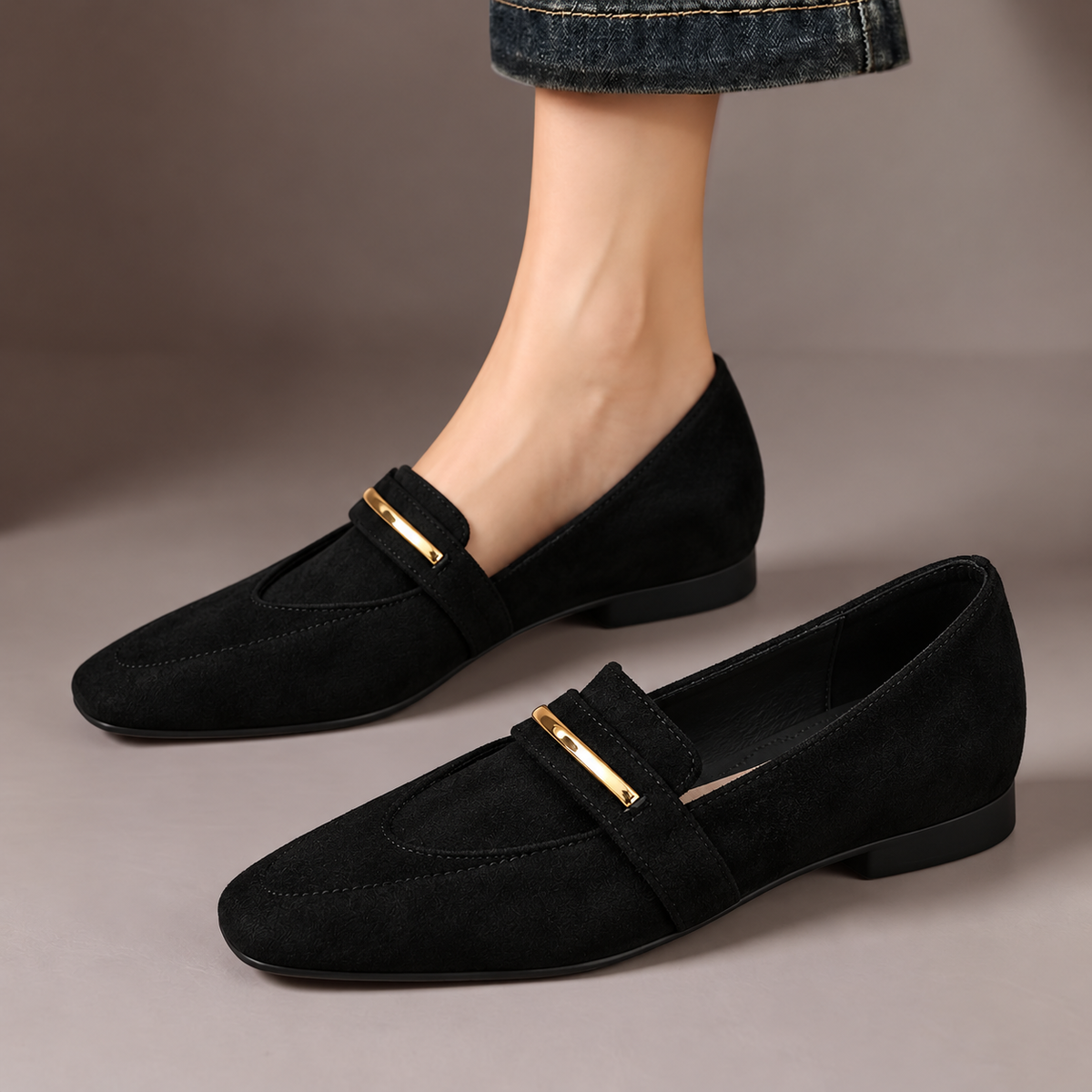Élise | Mocassins pointus effet daim