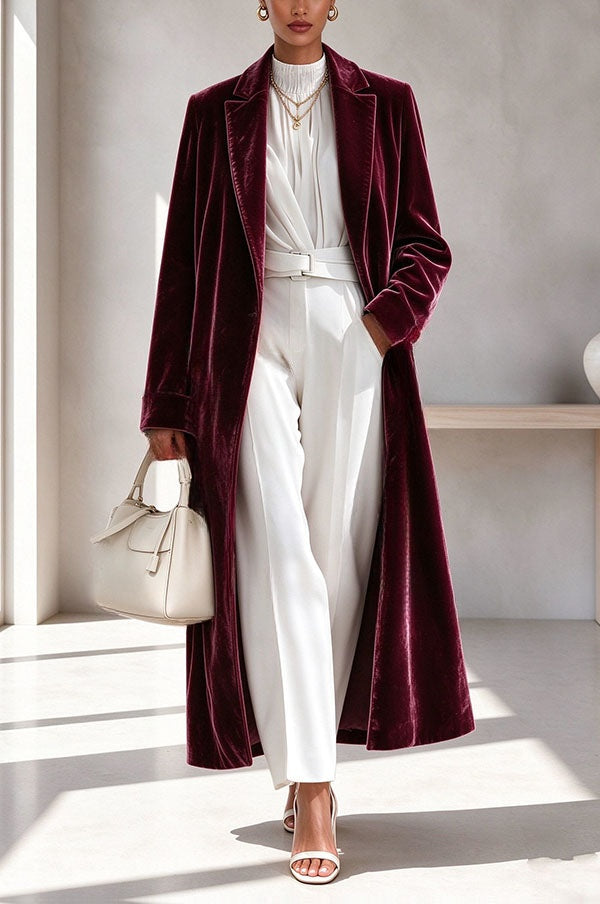 Perrine | Long manteau élégant en velours