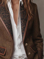 Capucine | Blazer à Empiècements Imprimé Chevrons