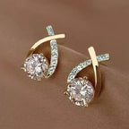 Amandine - Boucles d'oreilles croix dorée et zircon