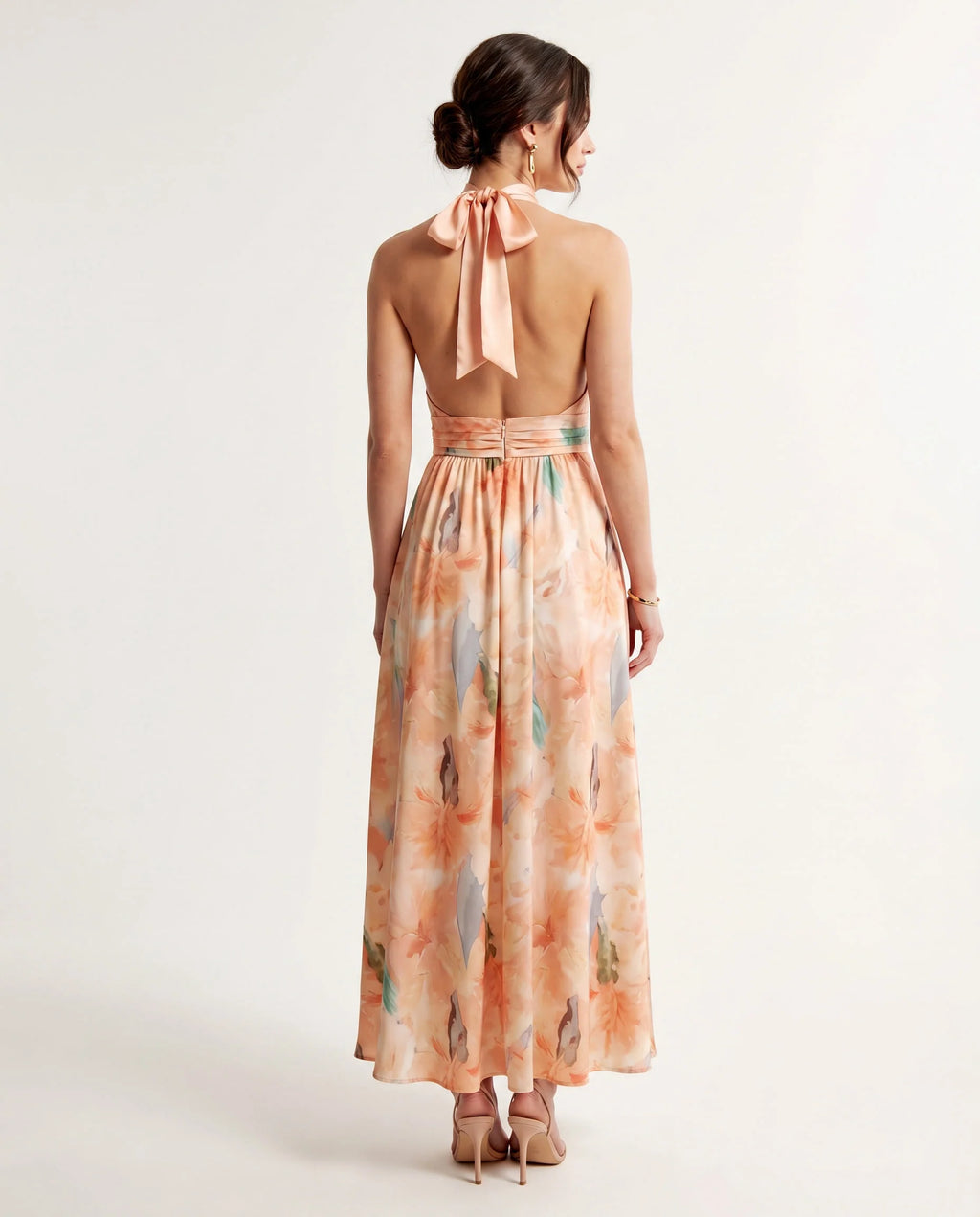 Isabel │Vestido Halter Melocotón
