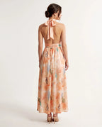 Isabel │Vestido Halter Melocotón