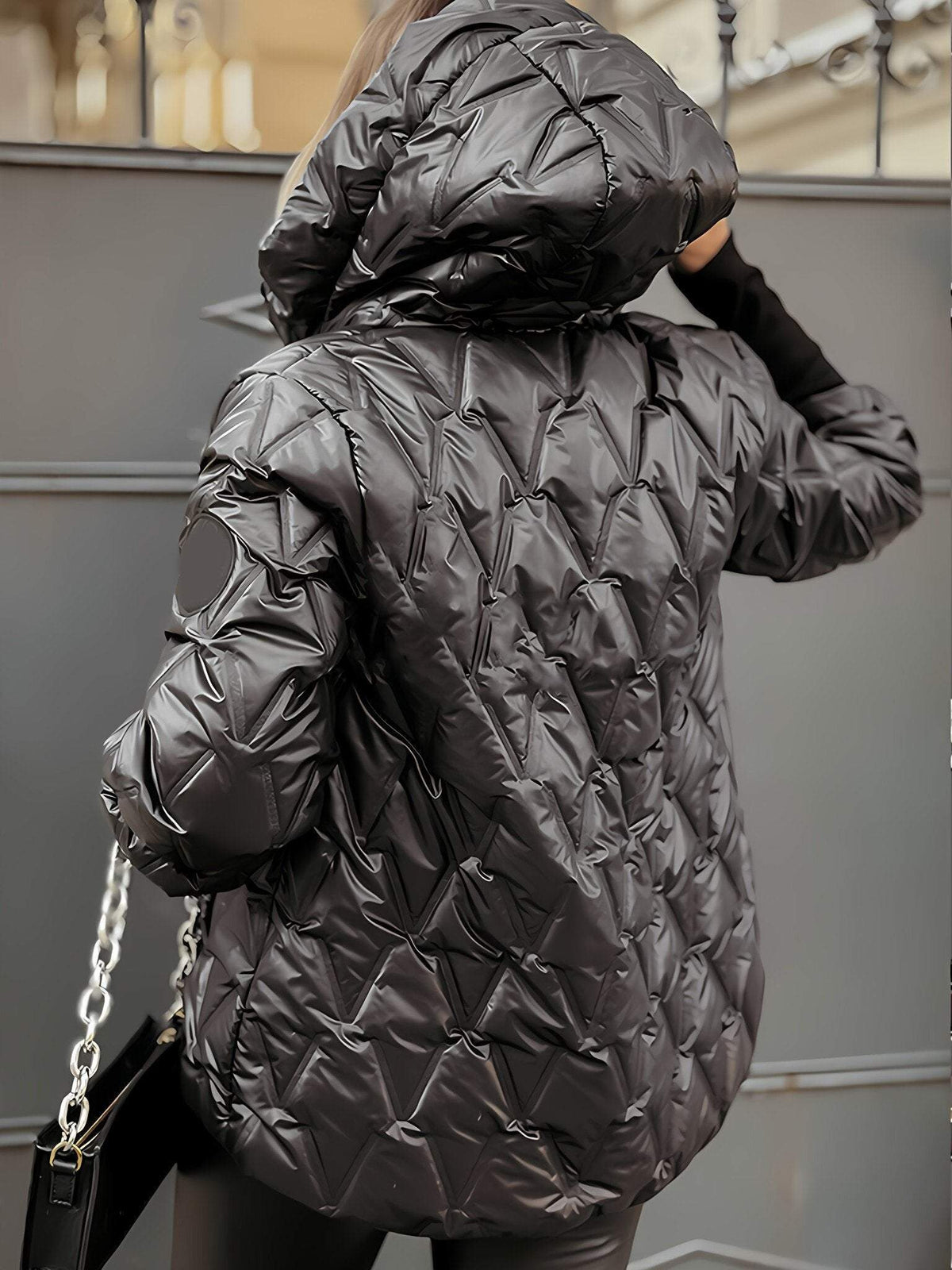 Éline | Veste matelassée brillante à capuche