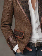 Capucine | Blazer à Empiècements Imprimé Chevrons
