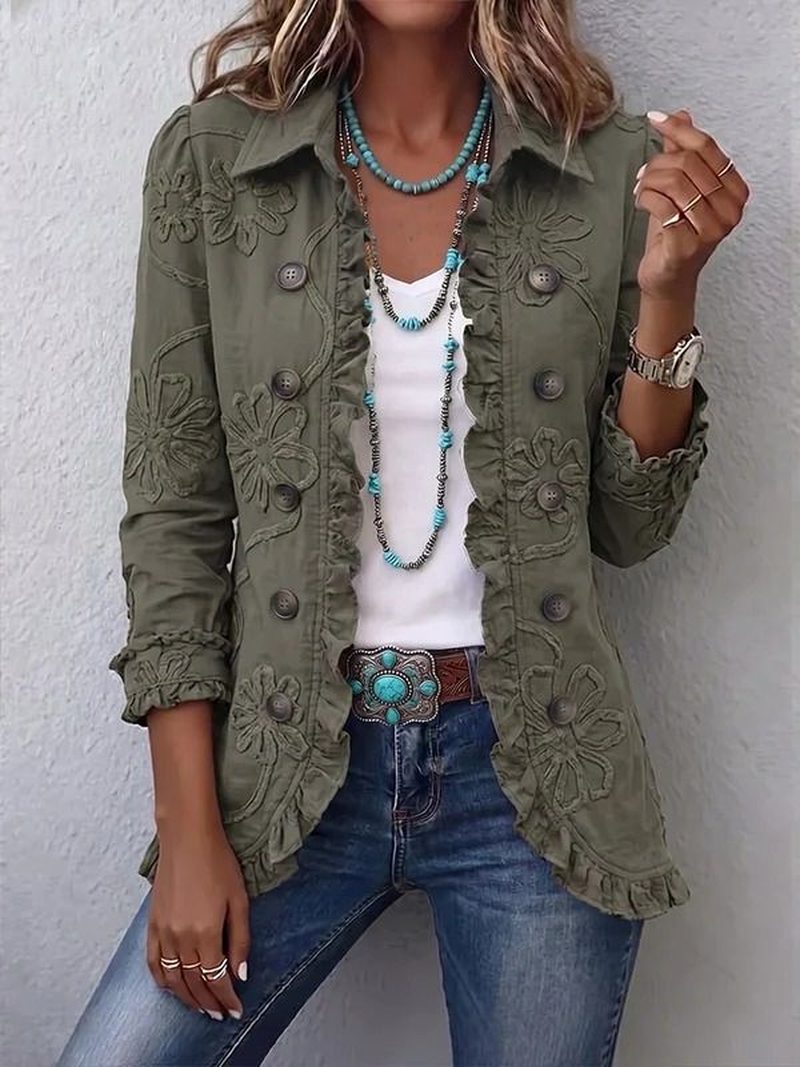Lola | Chaqueta Bordado Floral y Volante en Bajo
