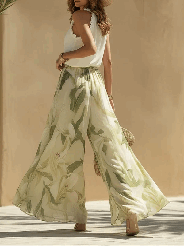 Camela | Conjunto halter y pantalón flora
