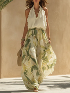 Camela | Conjunto halter y pantalón flora
