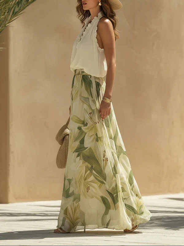 Camela | Conjunto halter y pantalón flora