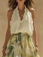 Camela | Conjunto halter y pantalón flora