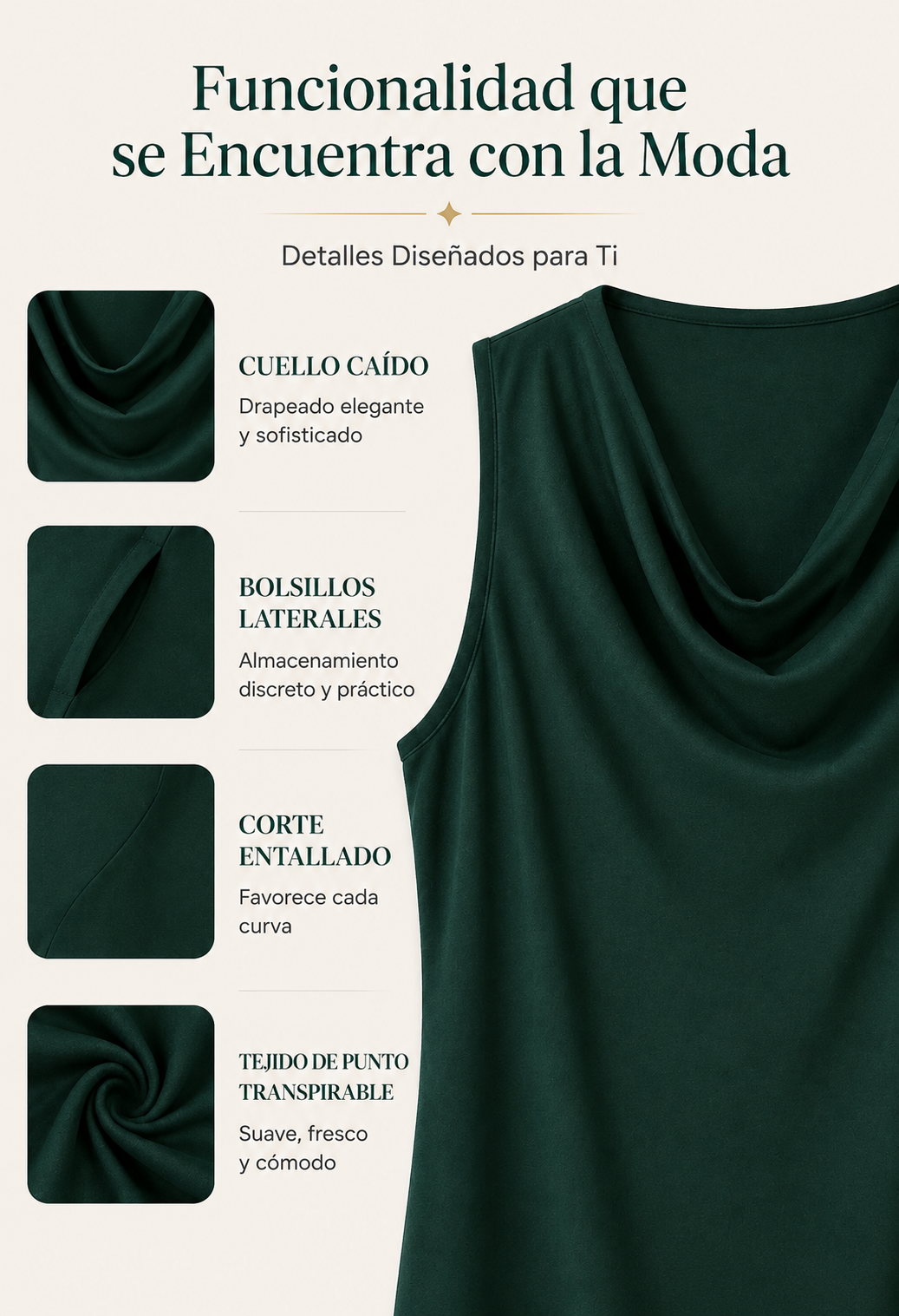 Laura | Vestido elegante de escote tipo capucho ajustado