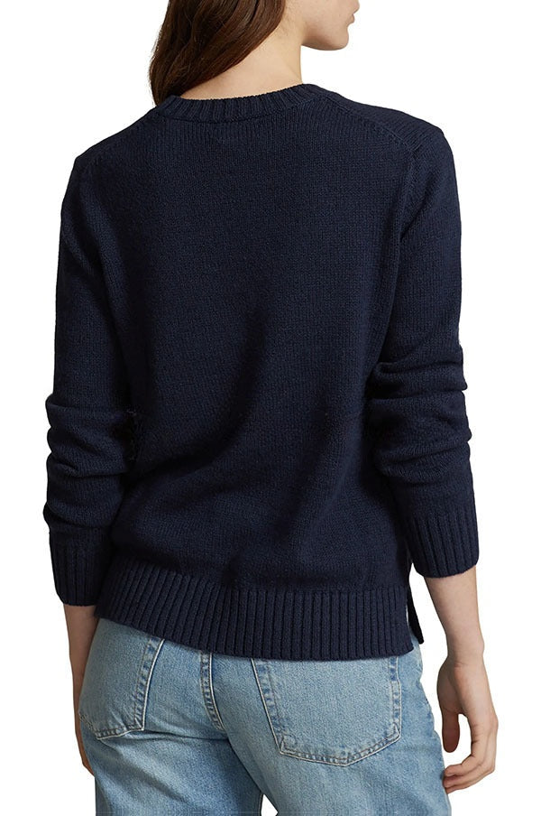 Colette | Pull ample en maille vintage américain à motif ourson
