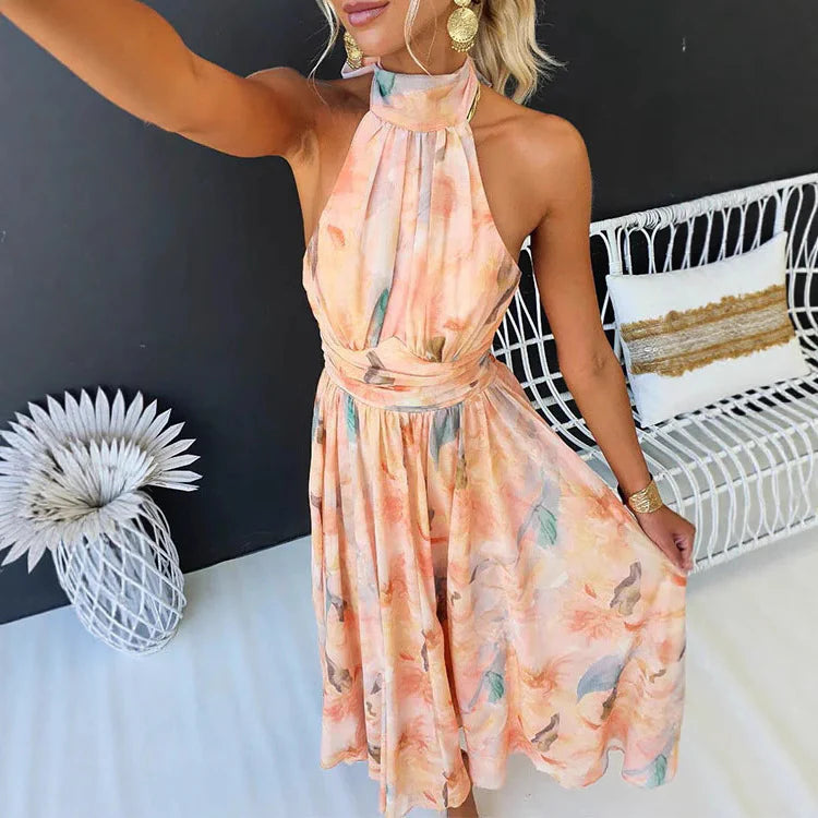 Isabel │Vestido Halter Melocotón