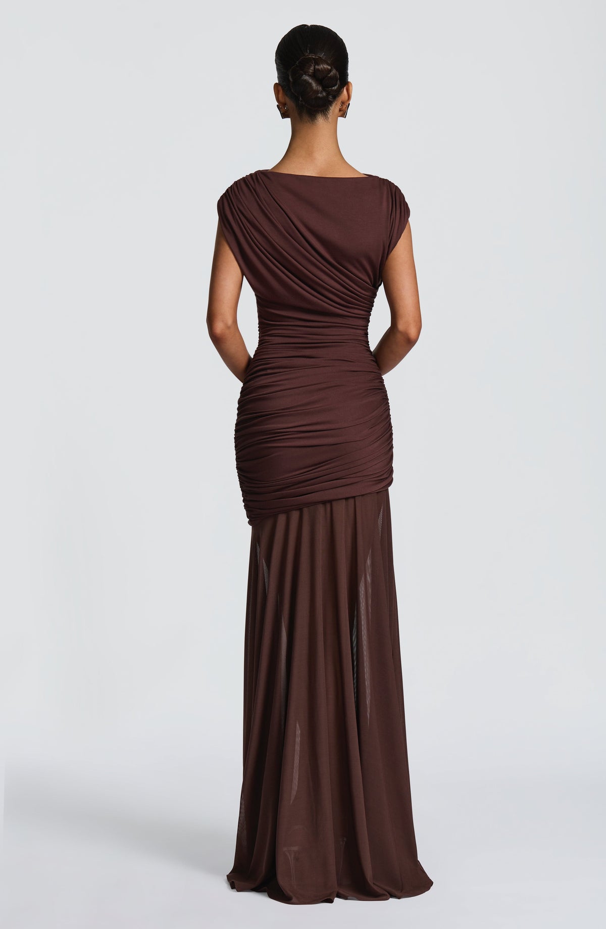 Louise | Robe longue froncée à encolure bateau