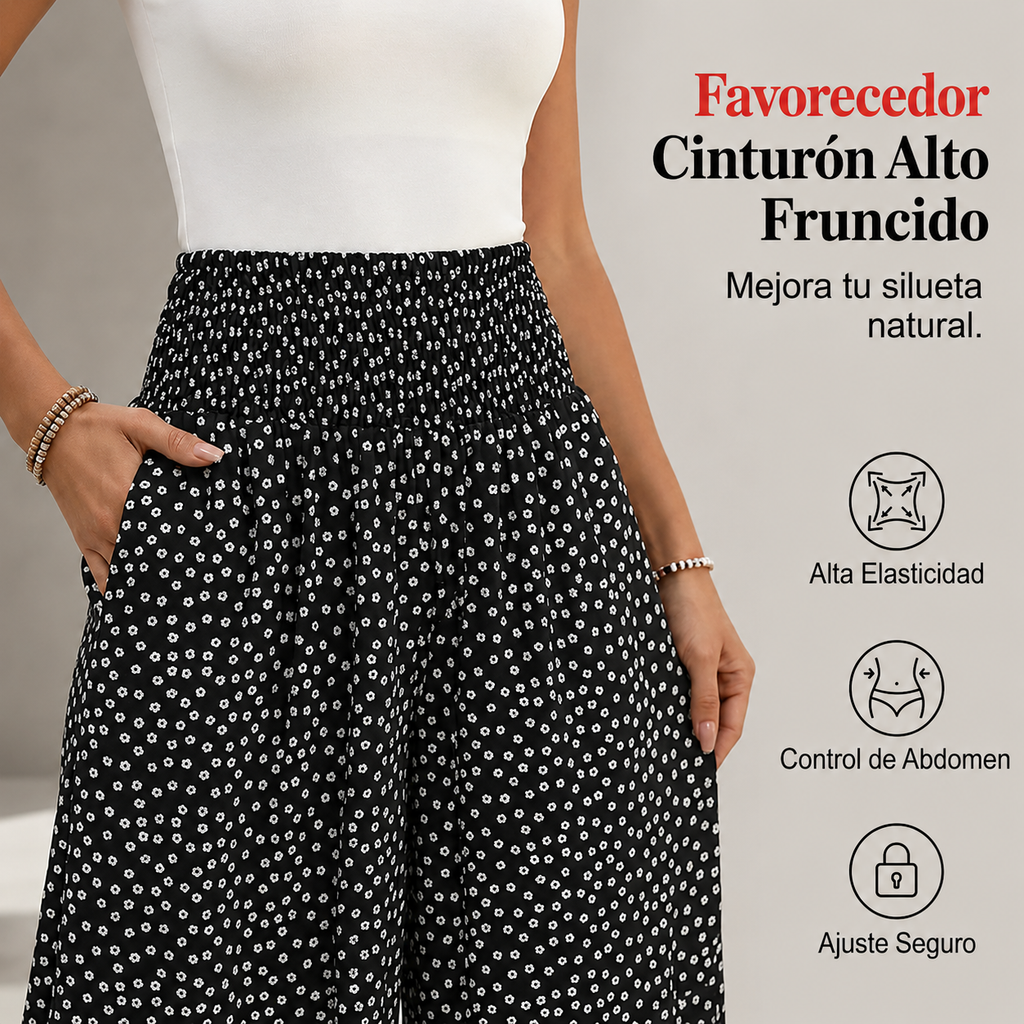Lina | Pantalones de mujer fluidos de talle alto y pierna ancha