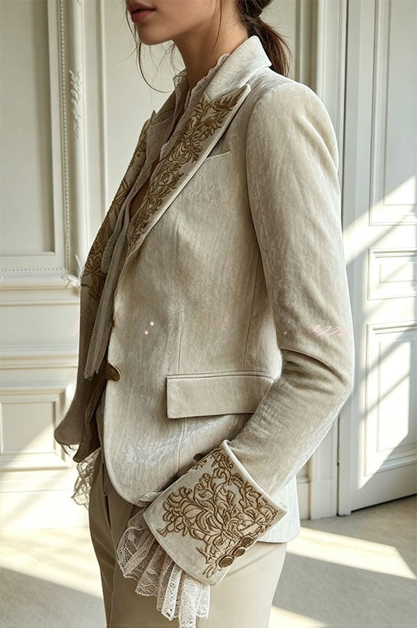 Thaïs | Blazer vintage en velours brodé