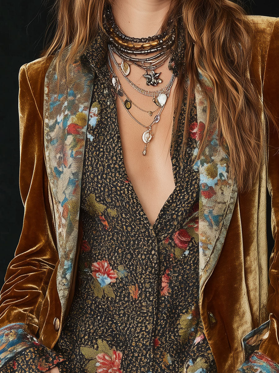 Juliette | Blazer patchwork à imprimé floral vintage