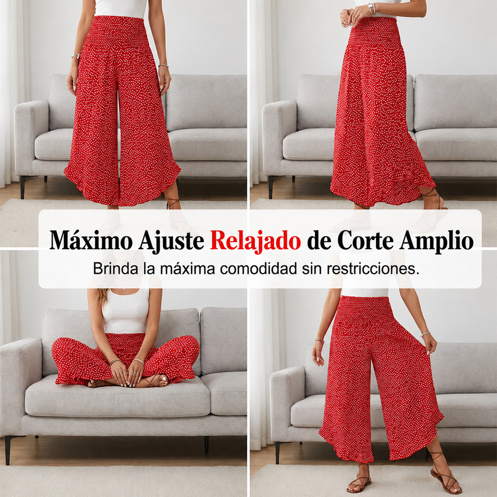 Lina | Pantalones de mujer fluidos de talle alto y pierna ancha