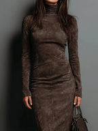 Isaure | Robe mi-longue en daim