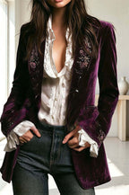 Salomé | Blazer ajusté en velours brodé