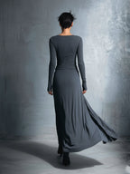 Séraphine | Robe longue drapée à nœud latéral