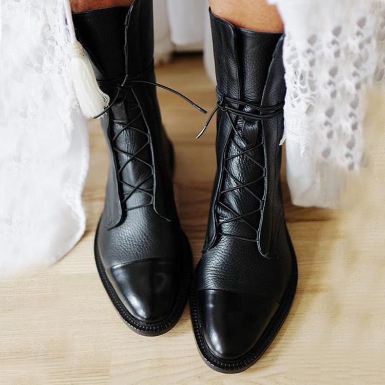 Hortense | Bottines à lacets raffinées à bout rapporté poli