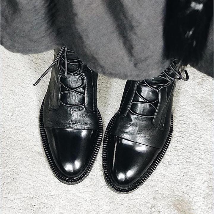Hortense | Bottines à lacets raffinées à bout rapporté poli