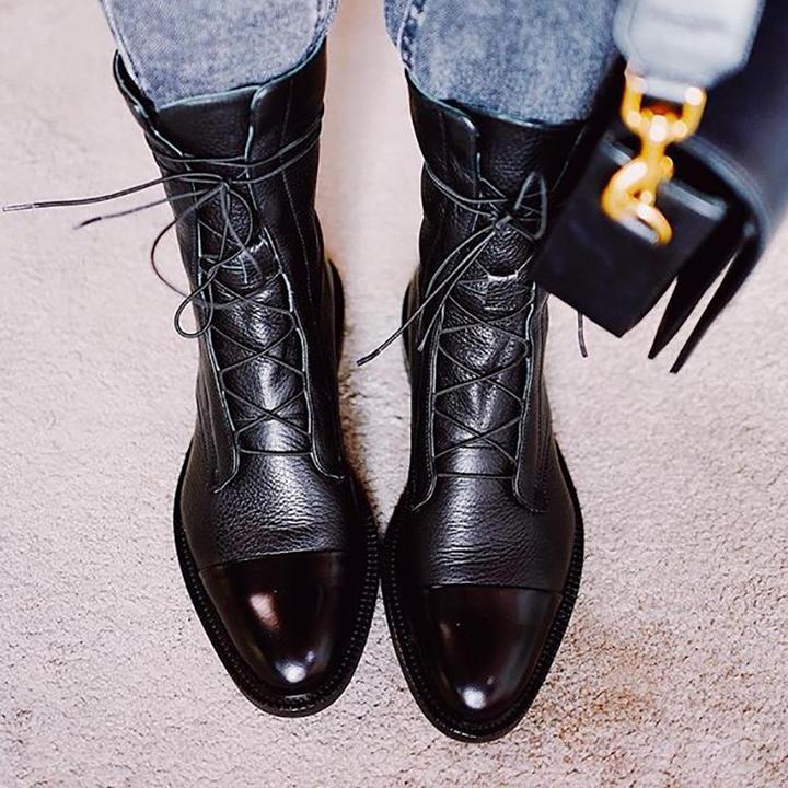 Hortense | Bottines à lacets raffinées à bout rapporté poli