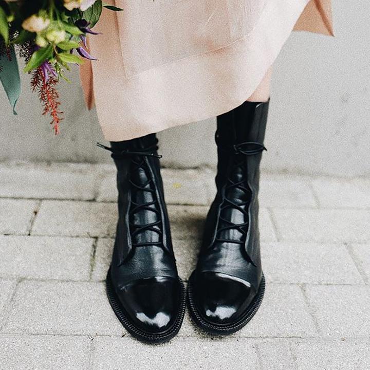 Hortense | Bottines à lacets raffinées à bout rapporté poli