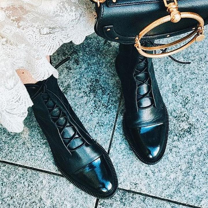 Hortense | Bottines à lacets raffinées à bout rapporté poli