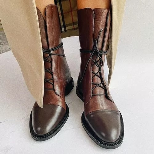 Hortense | Bottines à lacets raffinées à bout rapporté poli