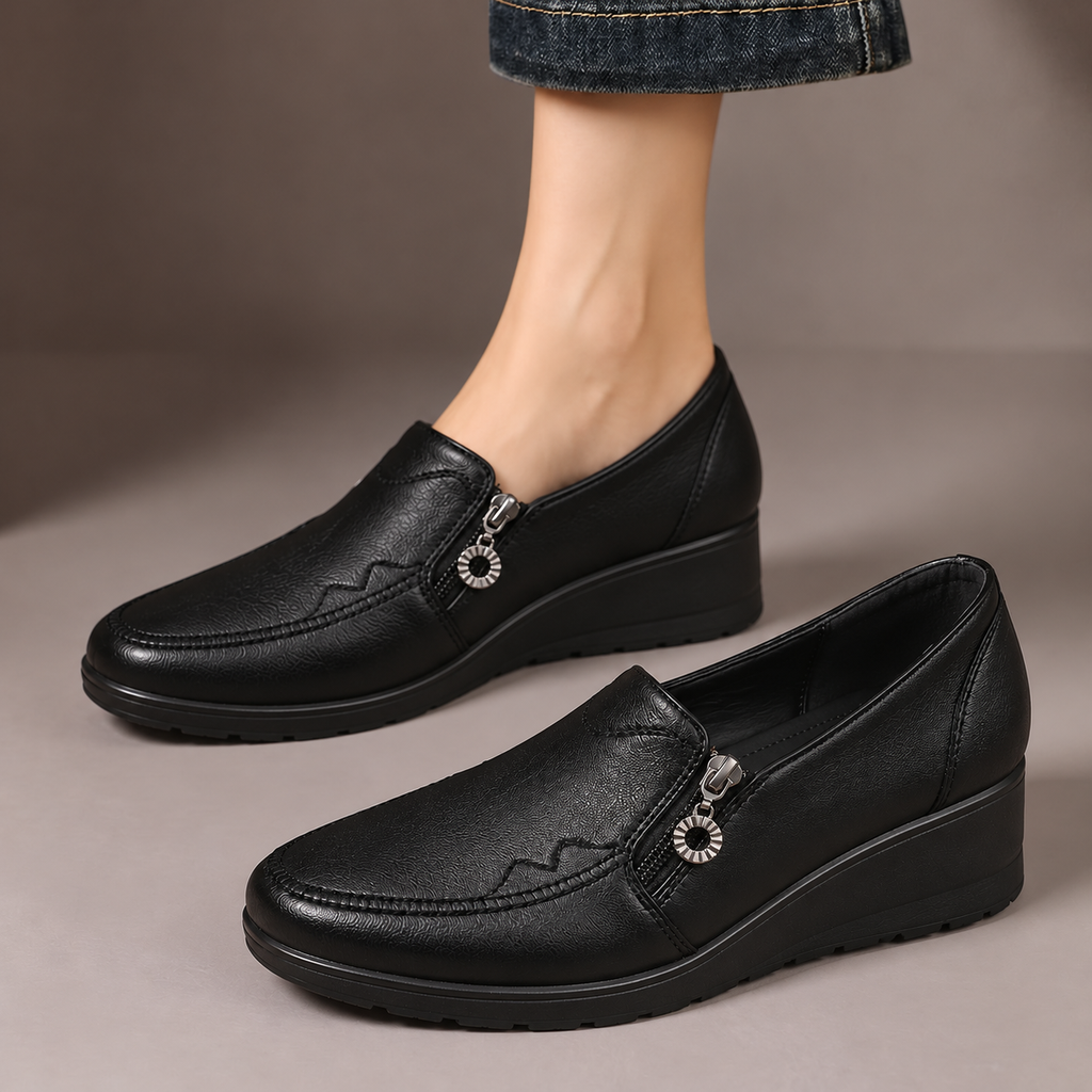 Dominique | Mocassins compensés à zip latéral