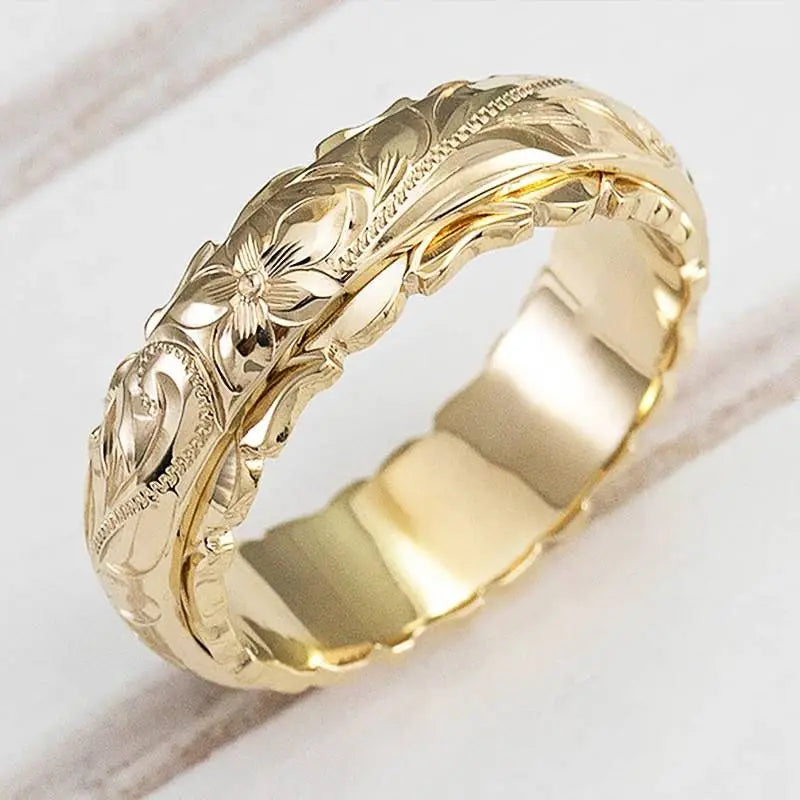 Zélie - Bague dorée « Fleur ancienne »