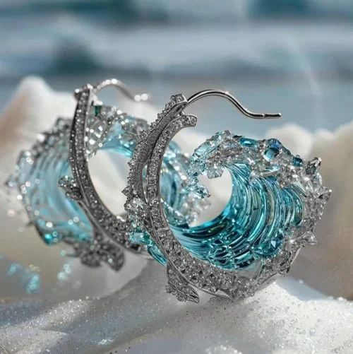 Cécile - Boucles d'oreilles vagues de la mer