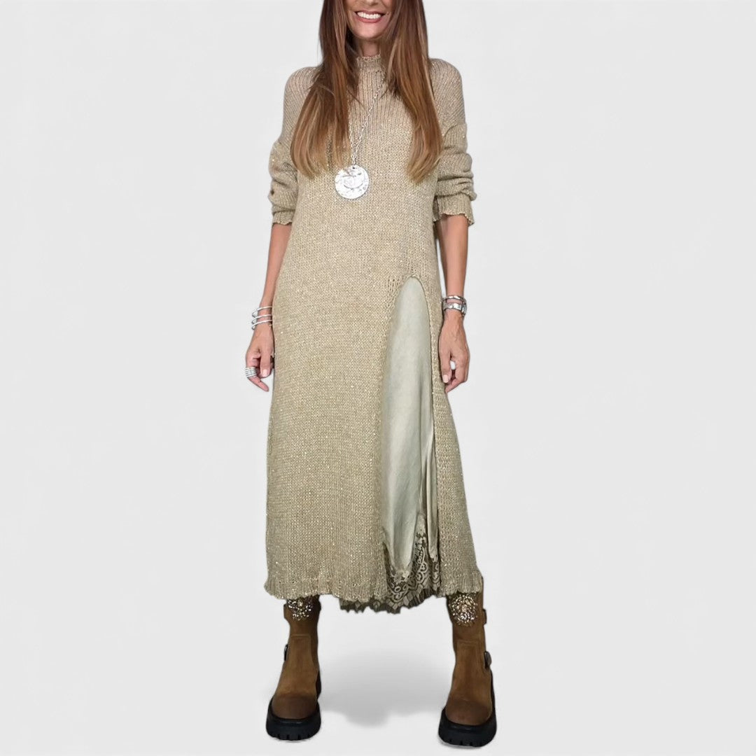 Séléna | Ensemble deux pièces robe et pull long en maille