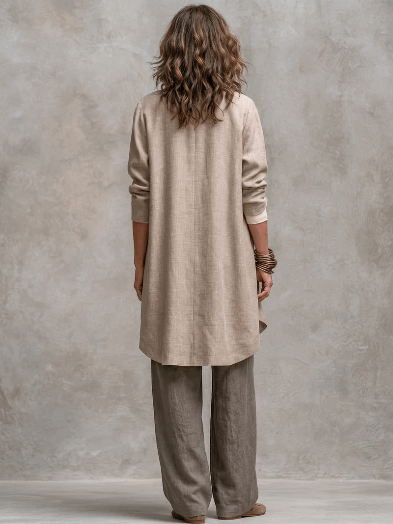 Mina | Conjunto de 3 Piezas Chaqueta Drapeada y Pantalón Palazzo