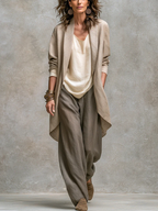 Mina | Conjunto de 3 Piezas Chaqueta Drapeada y Pantalón Palazzo