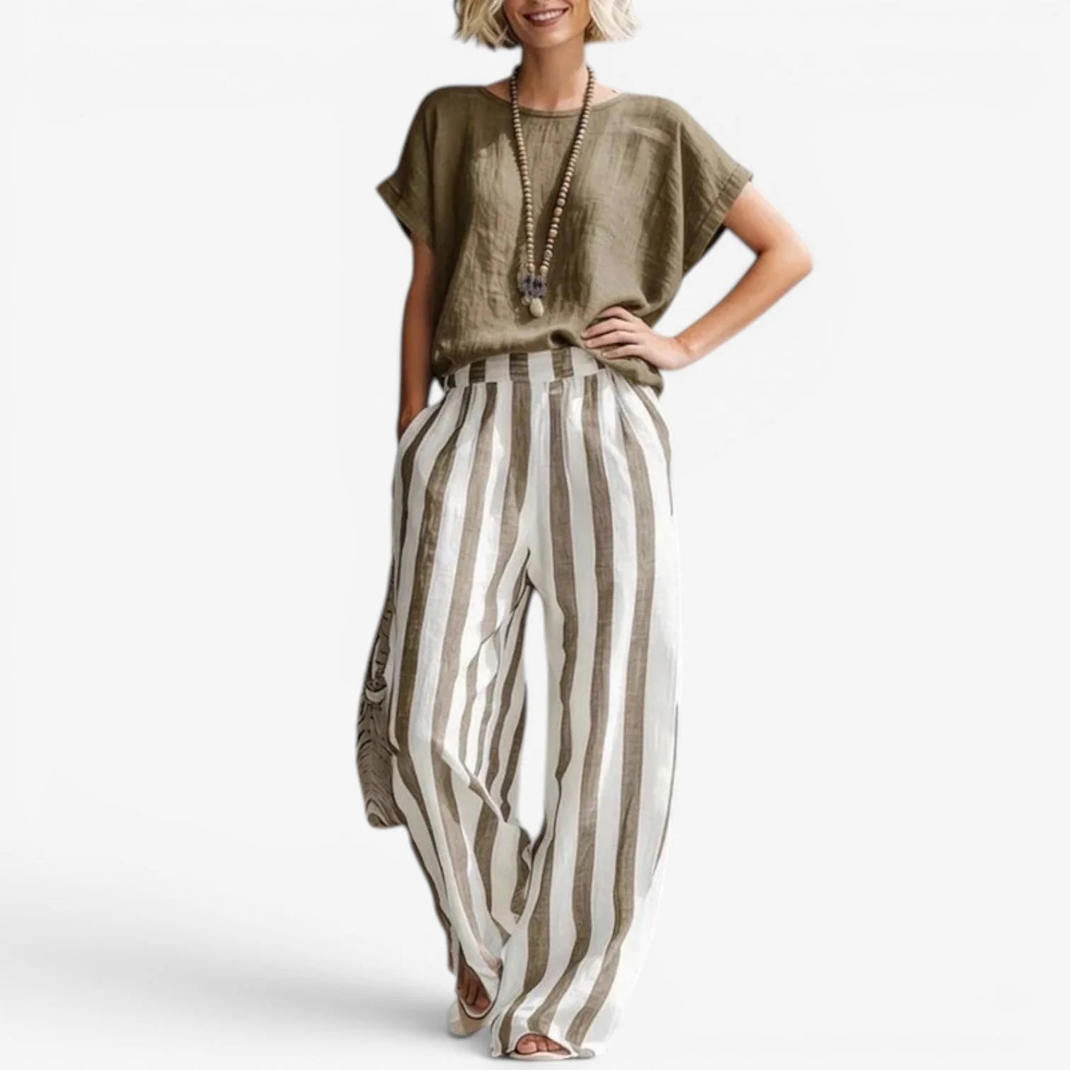 Claricia | Traje de dos piezas de lino a rayas