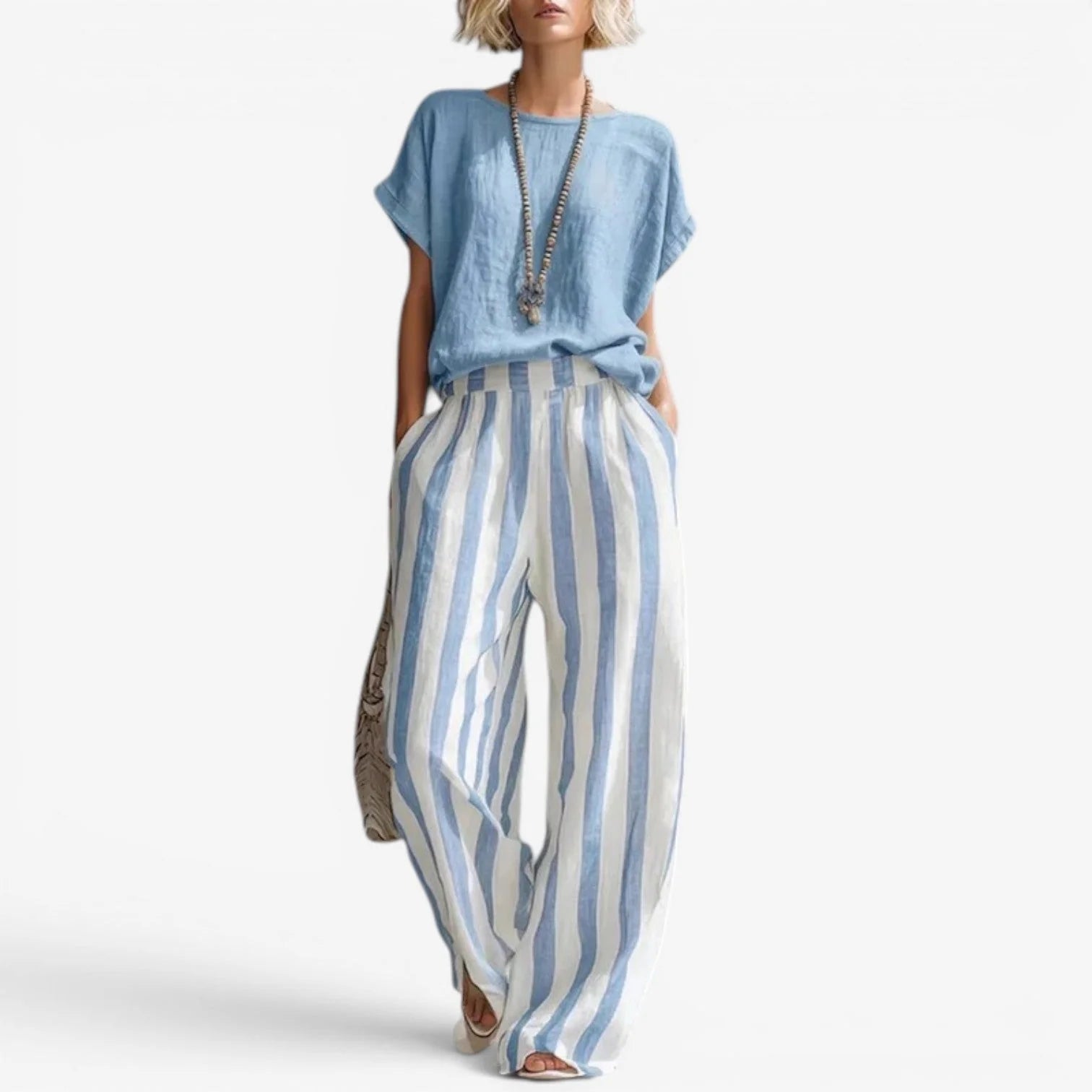 Claricia | Traje de dos piezas de lino a rayas